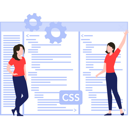 Chicas codificando en CSS  Ilustración