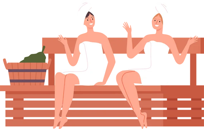 Chicas en sauna  Ilustración