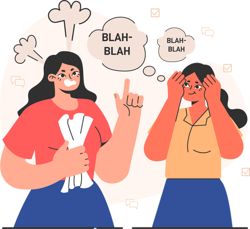 Chicas peleando verbalmente  Ilustración