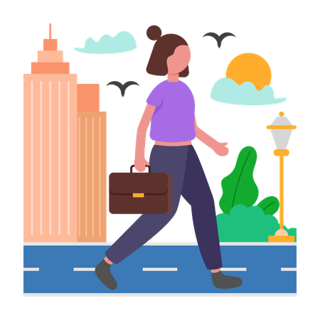 Girl Commute para una flexibilidad laboral híbrida  Ilustración