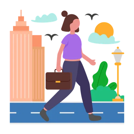 Girl Commute para una flexibilidad laboral híbrida  Ilustración