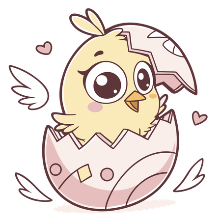 Chick coming out of egg  Illustration