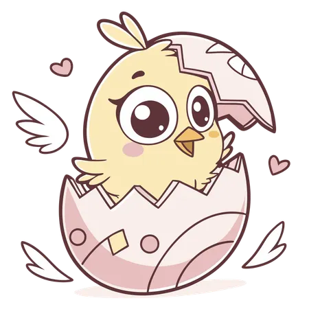 Chick coming out of egg  Illustration