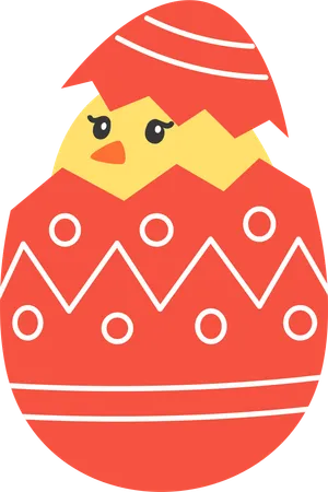 A Yellow Chick Hatches From An Easter Egg Illustration