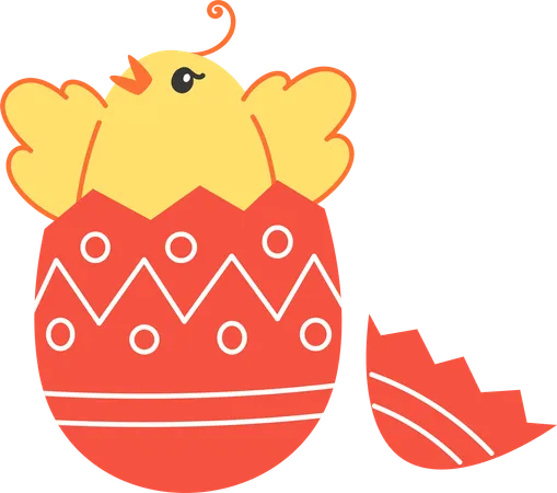 Chick hatching from Easter egg  일러스트레이션