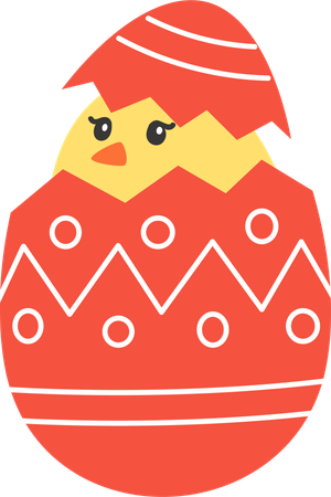 Chick hatching from Easter egg  Illustration