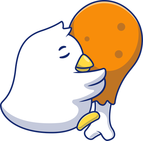 Chick Hugging Fried Chicken  イラスト
