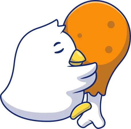 Chick Hugging Fried Chicken  Illustration
