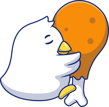 Chick Hugging Fried Chicken  Illustration