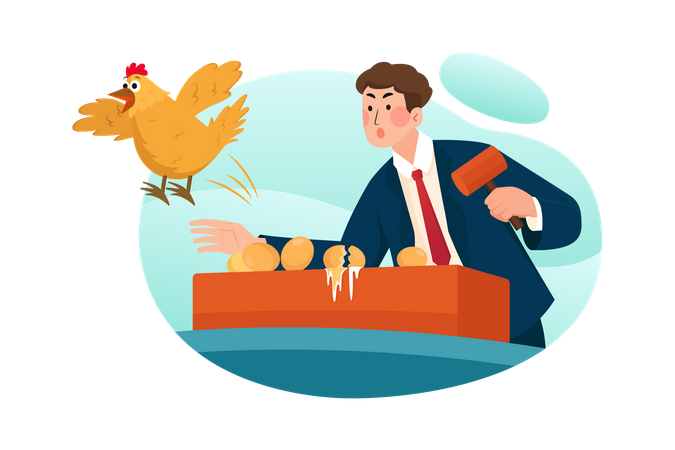 Chicken egg problem in business Illustration