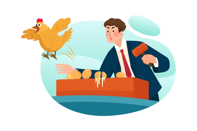 Chicken egg problem in business  Illustration