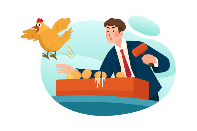 Chicken egg problem in business  Illustration