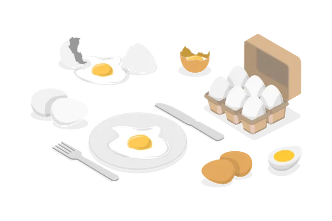 Chicken Eggs and Organic Farm Product  Illustration