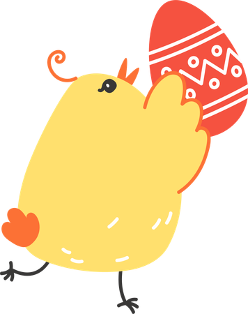 Chicken holding Easter egg  Illustration