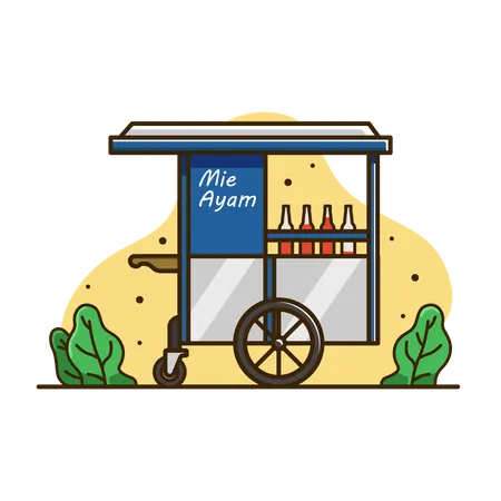 Illustration Of Chicken Noodle Cart Cart Food Illustration Cart Indonesia Isolated Vector 일러스트레이션