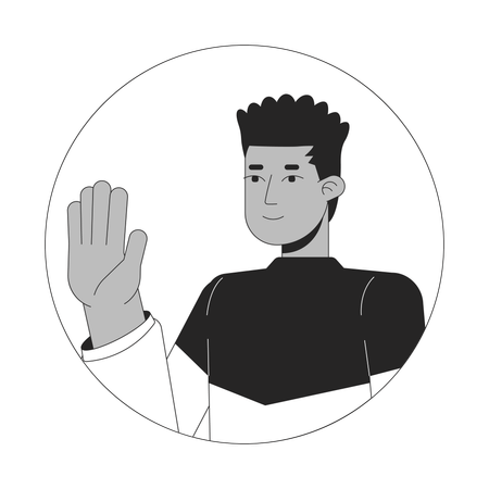 Chico afroamericano saludando feliz  Ilustración
