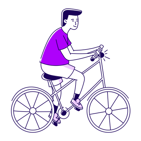 Chico andando en bicicleta  Ilustración