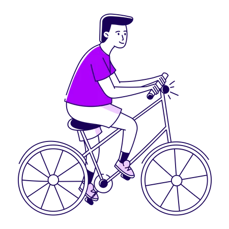 Chico andando en bicicleta  Ilustración