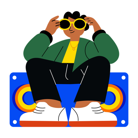 Chico genial con gafas de sol  Ilustración