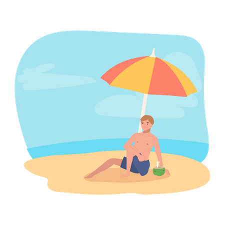 Niño en vacaciones de verano  Ilustración