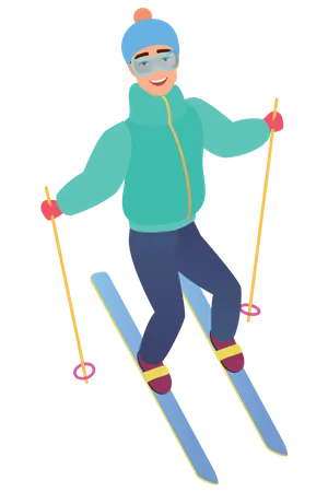 Niño esquiando  Ilustración