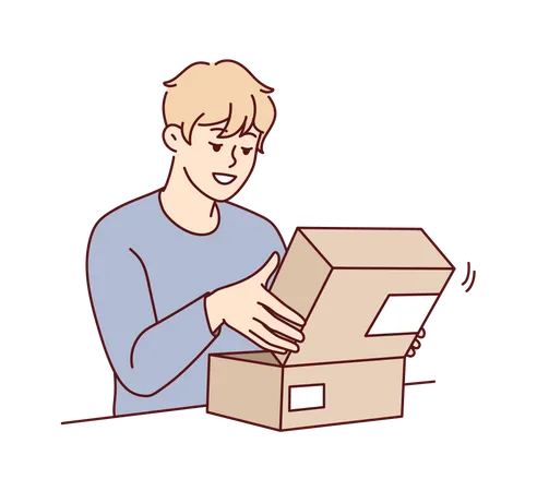 Chico hace unboxing  Ilustración