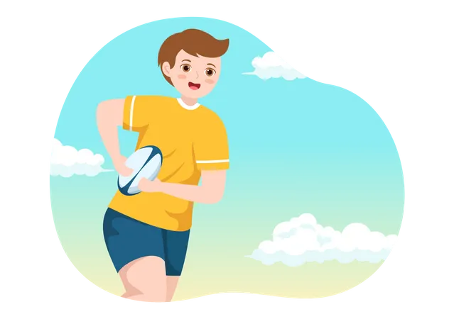 Jugador de rugby niño  Ilustración