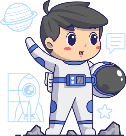 Lindo chico astronauta  Ilustración