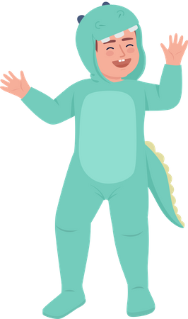 Chico lindo disfrazado de dinosaurio  Ilustración