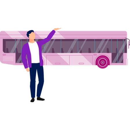 Niño llamando al autobús  Ilustración