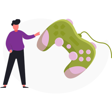 Niño mostrando el gamepad  Ilustración