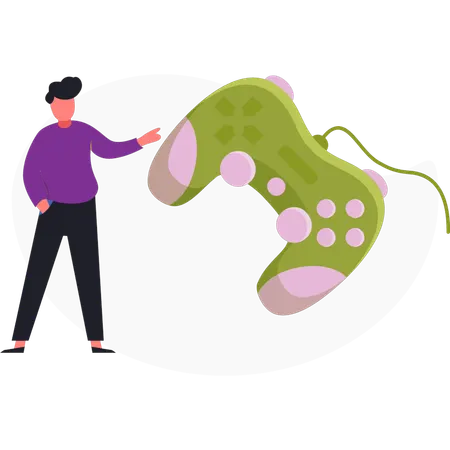 Niño mostrando el gamepad  Ilustración