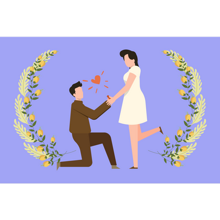 Chico le propuso matrimonio a chica de rodillas  Ilustración