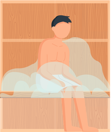 Niño relajándose en el spa  Ilustración
