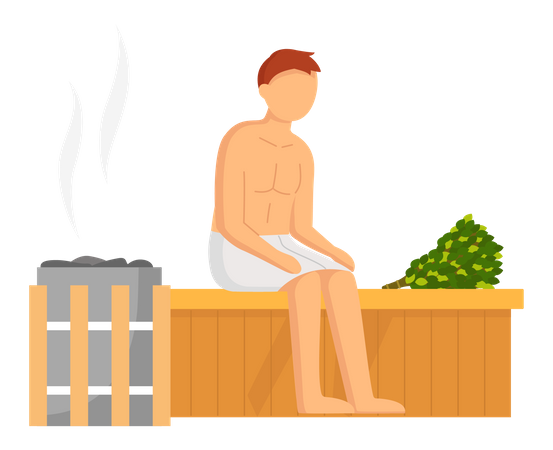 Niño relajándose en el spa  Ilustración