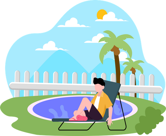 Niño relajándose de vacaciones  Ilustración