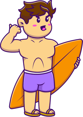 Chico surfeando  Ilustración