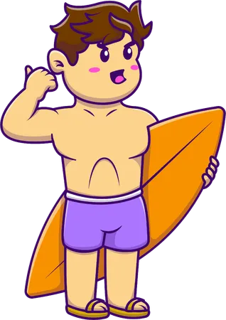 Chico surfeando  Ilustración