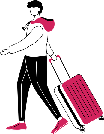 Niño turista con maleta  Ilustración