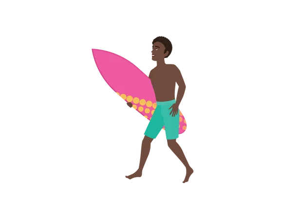Chico yendo a surfear  Ilustración
