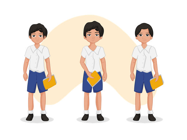 Estudiante de niños en uniforme  Ilustración