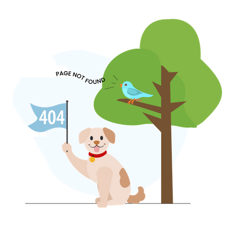 Chien avec drapeau 404  Illustration