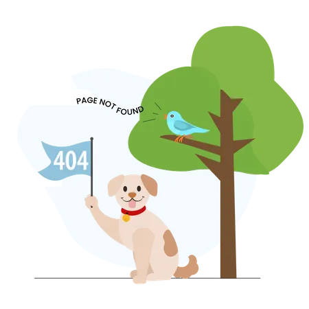 Chien avec drapeau 404  Illustration