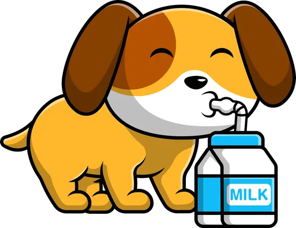 Le chien boit du lait  Illustration