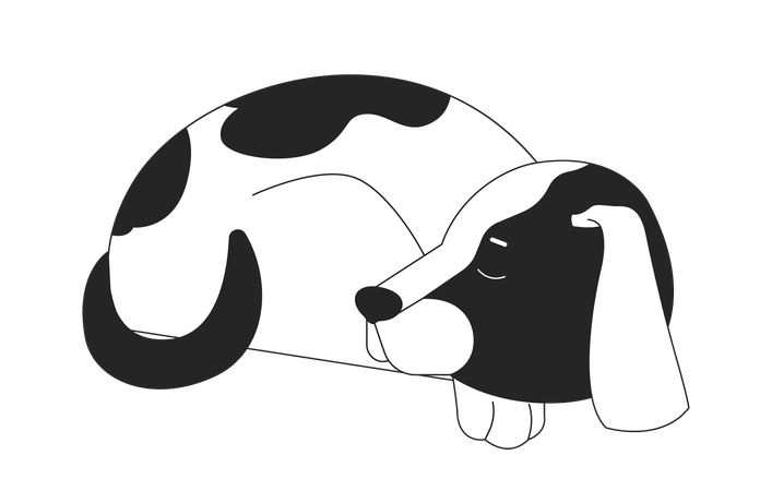 Beagle chien endormi recroquevillé  Illustration