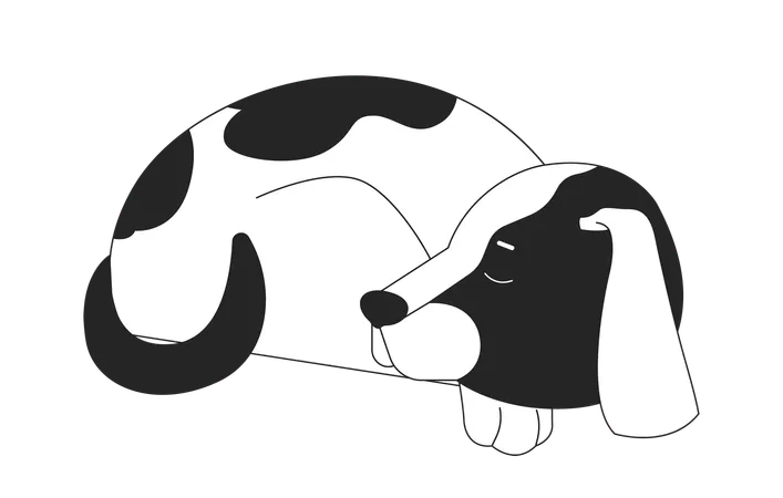 Beagle chien endormi recroquevillé  Illustration