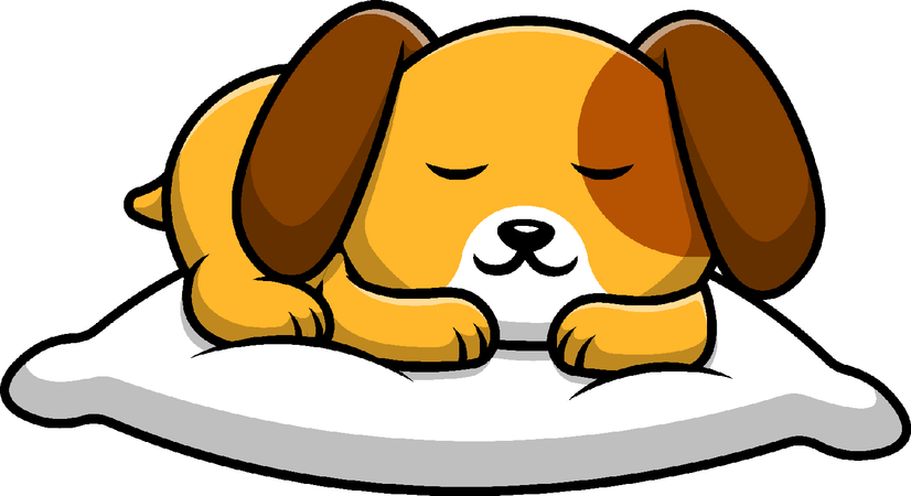 Chien endormi sur un oreiller  Illustration