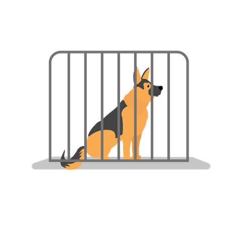 Chien en cage  Illustration