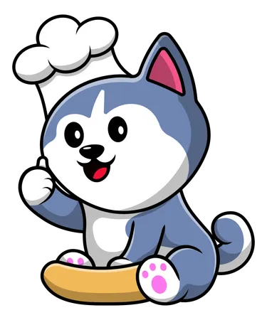 Chef cuisinier avec chien husky  Illustration