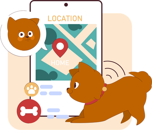 Application de localisation de chien  Illustration